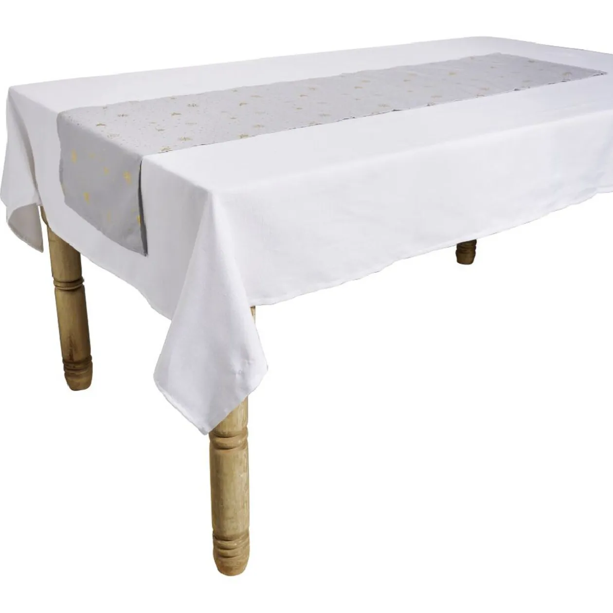 Nappe rectangulaire avec chemin de table imprimé décor réveillon