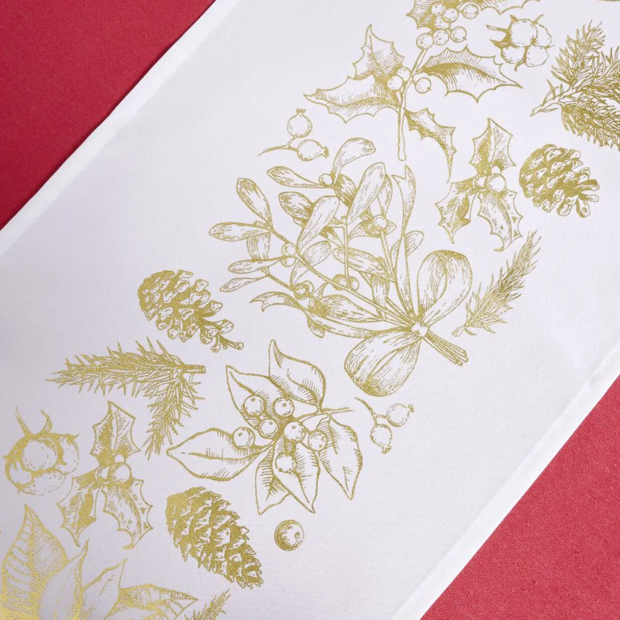 Nappe rectangulaire avec chemin de table imprimé décor réveillon