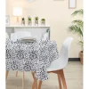 Nappe rectangulaire blanc motif gouttes noires