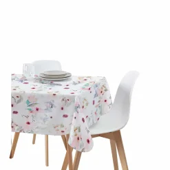Nappe rectangulaire blanc imprimé fleur