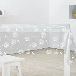 Nappe rectangulaire cristal transparent motif oiseaux blancs 140x240 cm