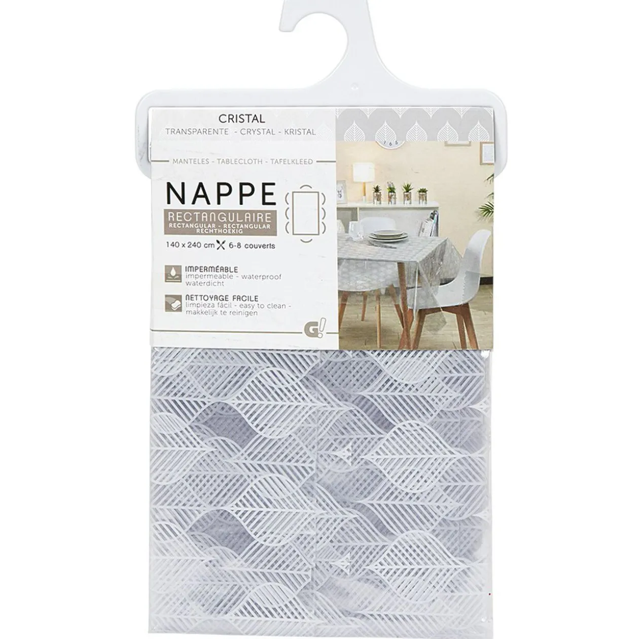 Nappe rectangulaire cristal imprimée 140x240 cm
