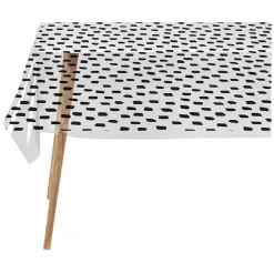 Nappe rectangulaire cristal transparente motif noir 140x250cm PVC