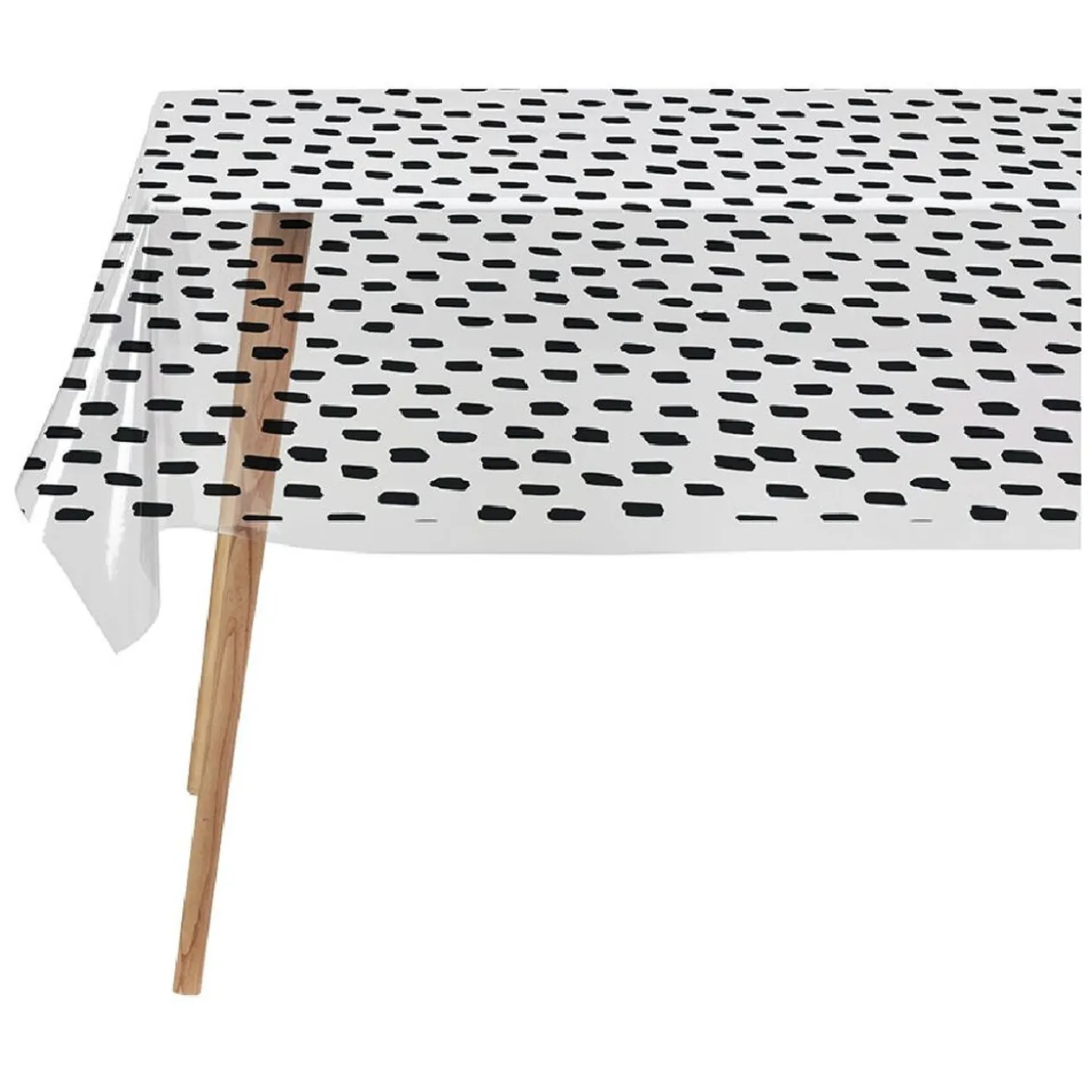 Nappe rectangulaire cristal transparente motif noir 140x250cm PVC