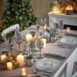 Nappe rectangulaire effet lin fil brillant 140 x 300 cm