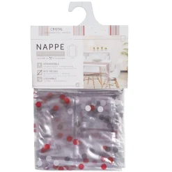 Nappe rectangulaire en plastique transparent motif pois et rayures