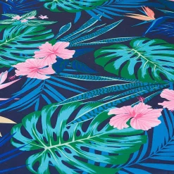 Nappe rectangulaire en polyester bleu imprimé fleur