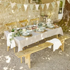 Nappe rectangulaire en tissu beige 140x250cm