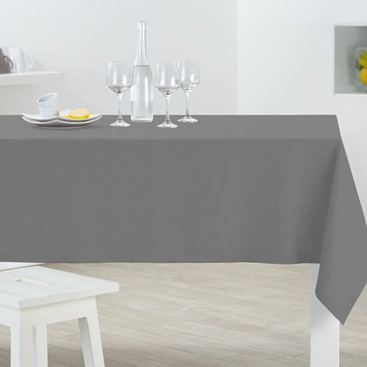 Nappe rectangulaire grise unie embossée