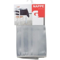 Nappe rectangulaire grise à rayures jacquard