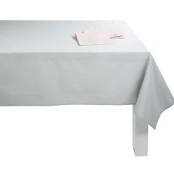 Nappe rectangulaire grise et 4 serviettes rose