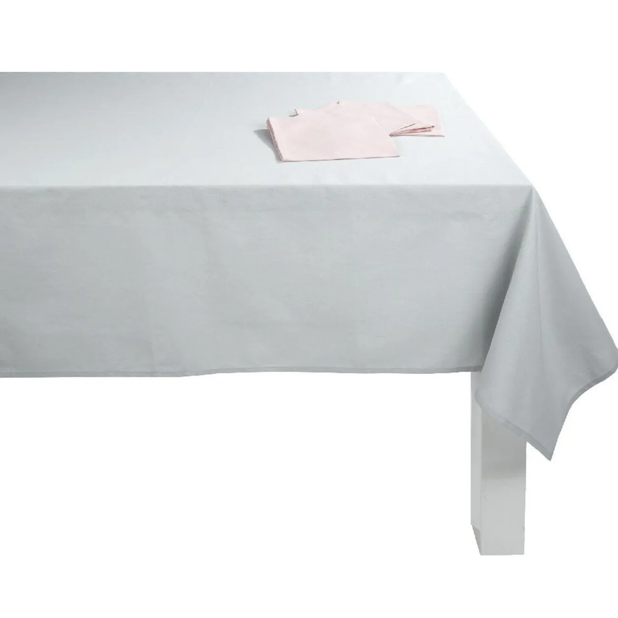 Nappe rectangulaire grise et 4 serviettes rose