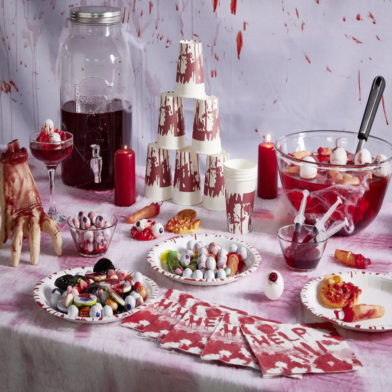 Nappe rectangulaire Halloween papier ensanglantée