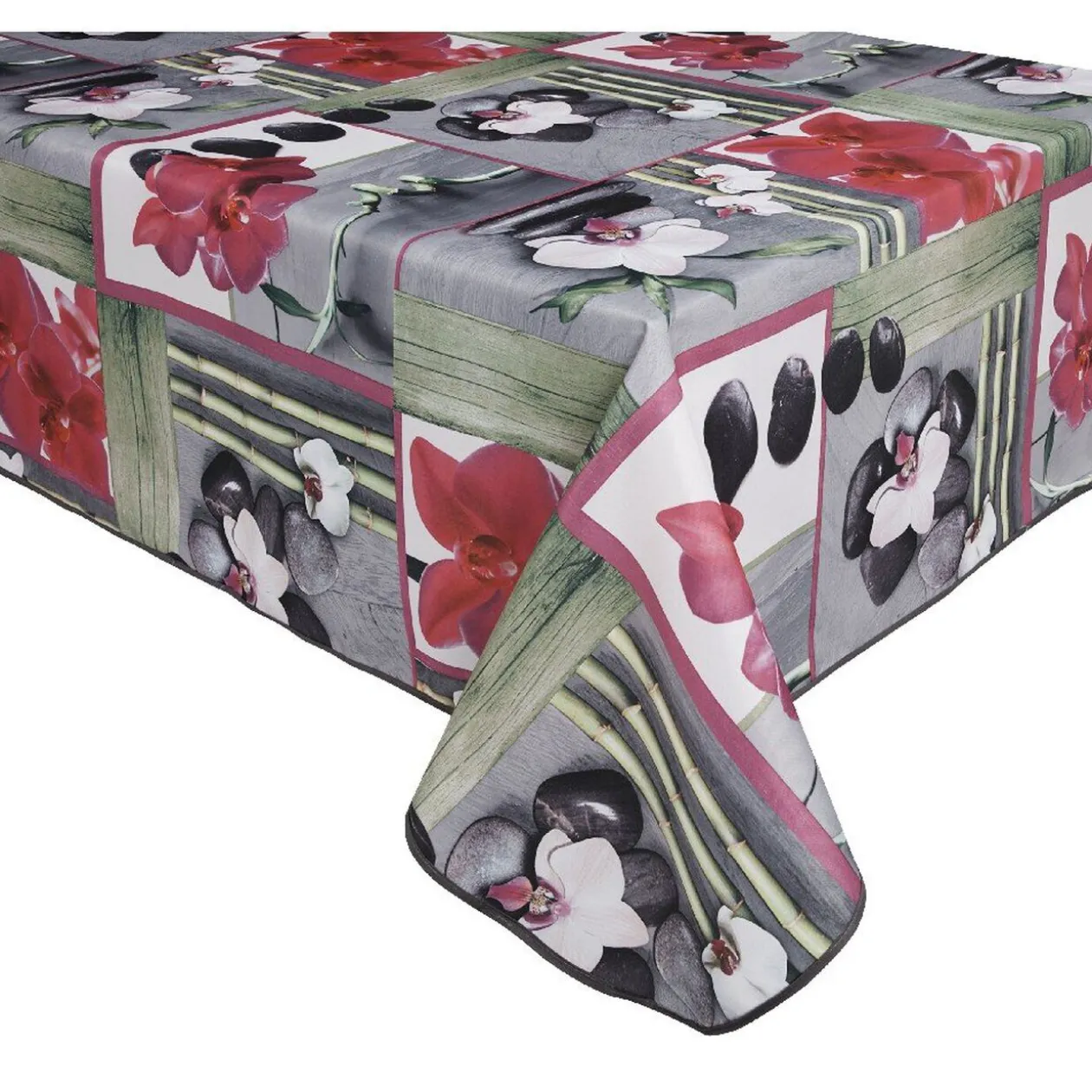 Nappe rectangulaire imprimé multicolore orchidées