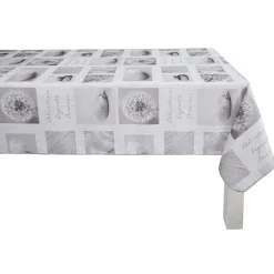 Nappe rectangulaire imprimée zen design pissenlits gris