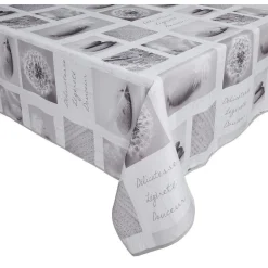Nappe rectangulaire imprimée zen design pissenlits gris