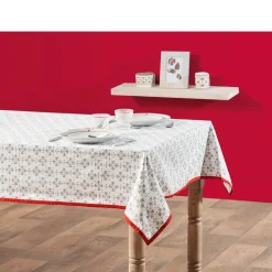 Nappe rectangulaire imprimée design oreige blanc gris