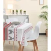 Nappe rectangulaire motif poule rouge blanc et gris