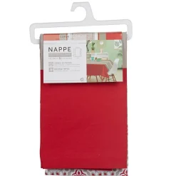Nappe rectangulaire motif carreau de ciment rouge blanc et gris