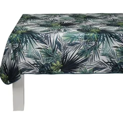 Nappe rectangulaire motif feuillage jungle exotique vert