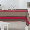 Nappe rectangulaire rayée rose beige marron