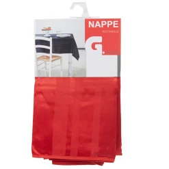 Nappe rectangulaire rouge à rayures jacquard