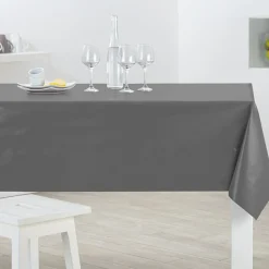 Nappe rectangulaire toile cirée gris clair unie