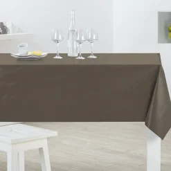 Nappe rectangulaire toile cirée beige unie