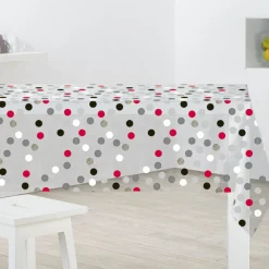 Nappe rectangulaire transparente motifs ronds colorés