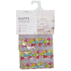 Nappe rectangulaire transparente motifs triangles multicolores