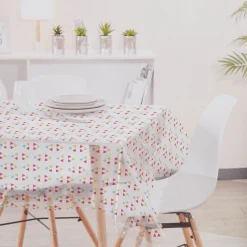 Nappe rectangulaire transparente motifs triangles multicolores