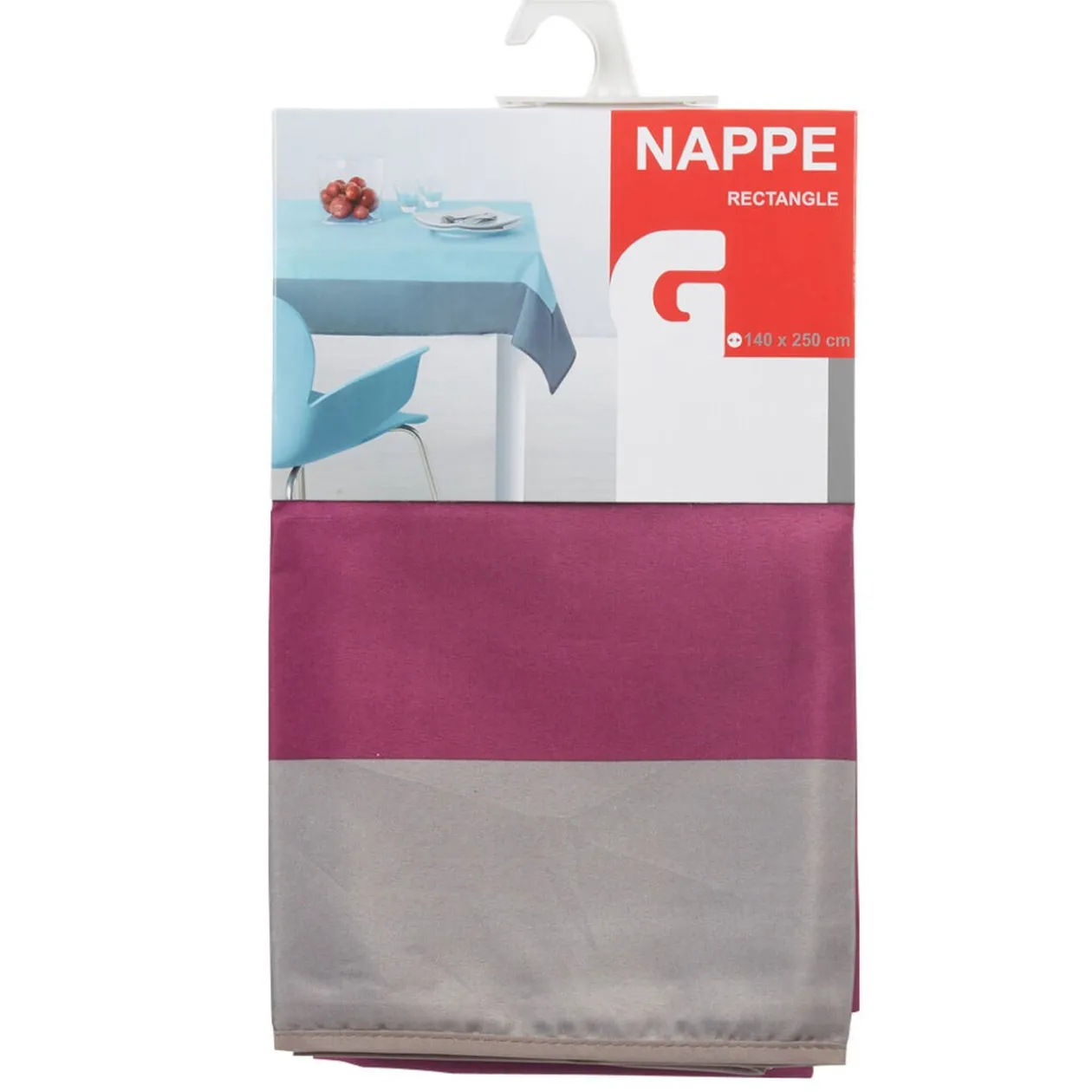 Nappe rectangulaire violette et grise