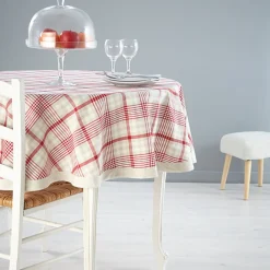 Nappe ronde à carreaux rouges