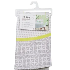 Nappe ronde blanche imprimé losanges gris