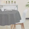 Nappe ronde coton enduit imprimé graphique gris