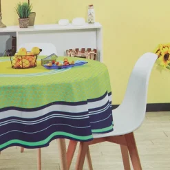 Nappe ronde coton enduit multicolore design provençale