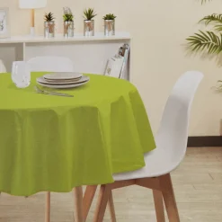 Nappe ronde coton uni vert anis