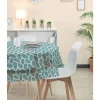 Nappe ronde cristal transparent imprimé feuille vert