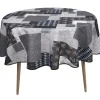 Nappe ronde imprimée carreaux de ciment gris
