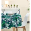 Nappe ronde motif feuillage jungle exotique vert