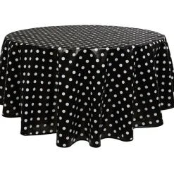 Nappe ronde noire motifs pois blancs