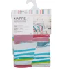 Nappe ronde plastique transparent motif rayures multicolores