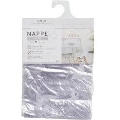 Nappe ronde plastique transparent motif pissenlit blanc