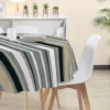 Nappe ronde polyester anti tâche bayadère gris noir blanc