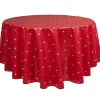 Nappe ronde rouge motifs pois blancs