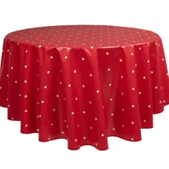 Nappe ronde rouge motifs pois blancs