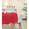 Nappe ronde tissu jacquard rouge à motif triangles