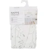 Nappe ronde toile cirée blanche motif branches vertes