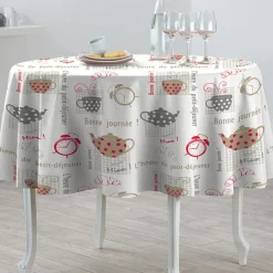 Nappe ronde toile cirée design petit déjeuner