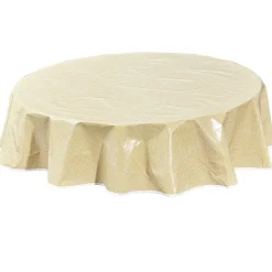 Nappe ronde toile cirée effet tissé jaune